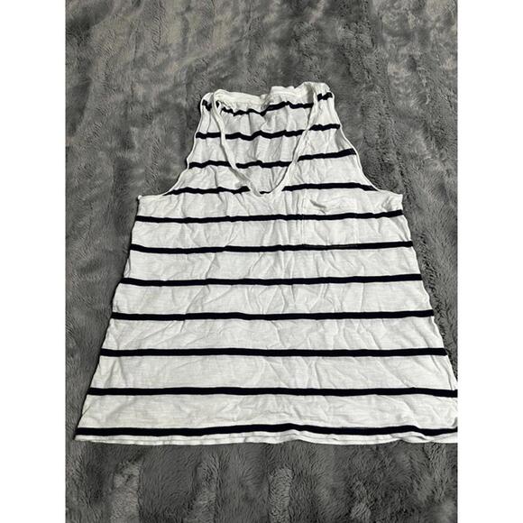 Madewell Tops - Madewell White & Navy Striped Tank Top – Size Small